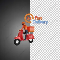 آیکون سه بعدی پیک موتوری سریع و 24 ساعته - خدمات گرافیکی