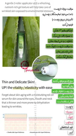 سرم دور چشم رولی تسکین دهنده و خنک کننده آلوئه ورا فارم استی FARMSTAY Aloevera