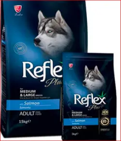 غذای خشک سگ نژاد بزرگ رفلکس پلاس طعم سالمون 15 کیلویی/reflex plus salmon