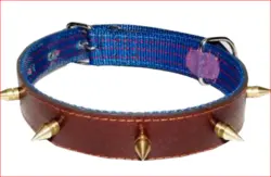 قلاده سگ مدل لاتی جنس چرم تک میخی