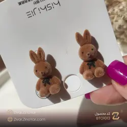 گوشواره فانتزی خرگوش مخملی - کد BTO1013