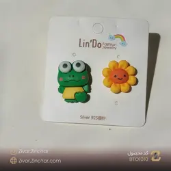 گوشواره فانتزی طرح قورباغه و گل - کد BTO1010