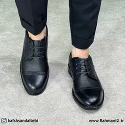 کفش طبی مردانه چرم طبیعی مدل رمانتیک بندی