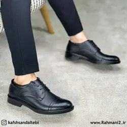 کفش طبی مردانه چرم طبیعی مدل رمانتیک بندی
