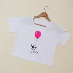 نیم تنه طرح سگ و بادکنک ( کد 2110 ) کراپ نخ پنبه - روجامد