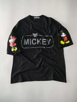 تیشرت لانگ نخ پنبه طرح Mickey ( کد 1141) قواره دار - روجامد