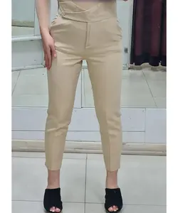 شلوار پارچه ای راسته چاک دار کرم کمر هفتی &mdash; AmirVIP