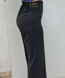 شلوار راسته گشاد مجلسی پارچه ای سگکدار  قد 106