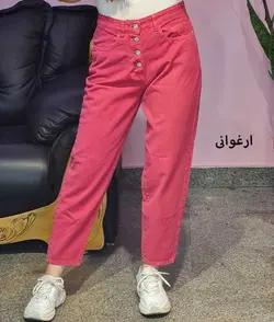 خرید مام استایل سرخابی زنانه کتان  با ضمانت بازگشت وجه