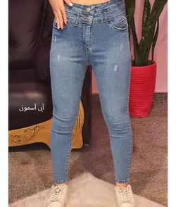 شلوار جین گن دار یخی زنانه
