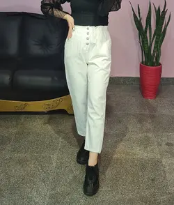 شلوار مام استایل کرم دخترانه