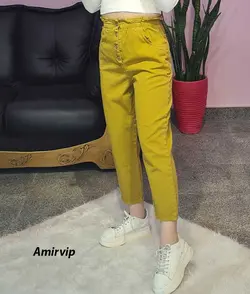 شلوار مام استایل کرم دخترانه