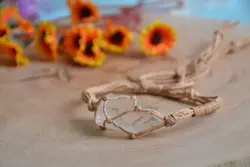 دستبند راف کوارتز مکرومه بافی - آسمون | فروشگاه سنگ و جواهرات