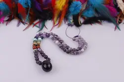 گردنبند آمتیست و هفت چاکرا به همراه مدال تخم مرغی آمتیست - آسمون | فروشگاه سنگ و جواهرات