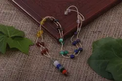 گردنبند تخصصی هفت‌ چاکرا مکرومه بافی شده به همراه مدال هفت چاکرا - آسمون | فروشگاه سنگ و جواهرات