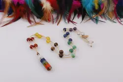 گردنبند تخصصی هفت‌ چاکرا مکرومه بافی شده به همراه مدال هفت چاکرا - آسمون | فروشگاه سنگ و جواهرات