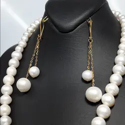 نیم ست مروارید کیفیت عالی کار شده به همراه طلا (NN.1015) - آسمون | فروشگاه سنگ و جواهرات