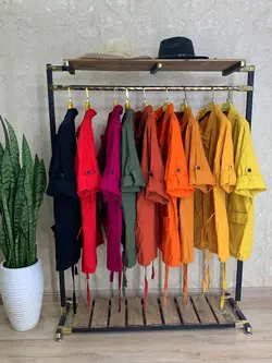 کت لنین رنگین کمان زیپ دار