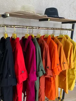 کت لنین رنگین کمان زیپ دار