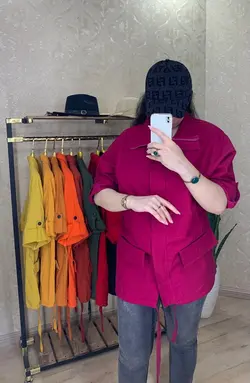 کت لنین رنگین کمان زیپ دار