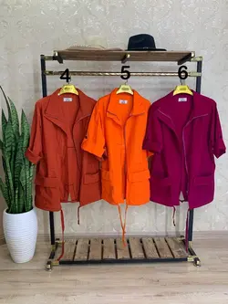 کت لنین رنگین کمان زیپ دار