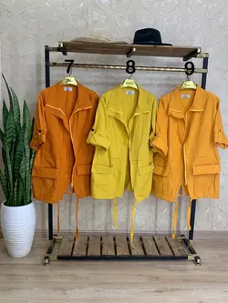 کت لنین رنگین کمان زیپ دار