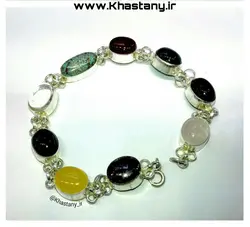 دستبند نقره به همراه 9 سنگ شفا بخش اصل