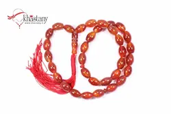 تسبیح 33 دانه سنگ عقیق سرخ تراش هلی کد 1049