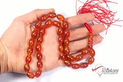 تسبیح 33 دانه سنگ عقیق سرخ تراش هلی کد 1049