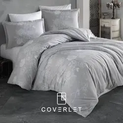 روتختی طوسی طرح گل کاوری دونفره مدل Arnor - کاورلت