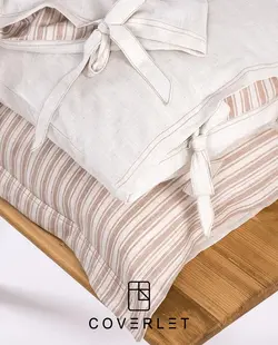 روتختی راه راه قهوه‌ای کرم دونفره کاوری مدل Ala - کاورلت