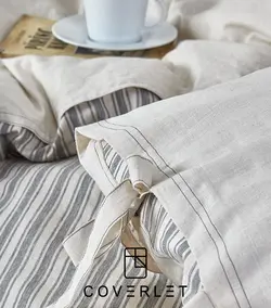 روتختی راه راه طوسی کرم دونفره کاوری مدل Ala - کاورلت