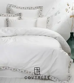 روتختی کرم ساده گلدوزی‌دار دونفره کاوری مدل Mira - کاورلت