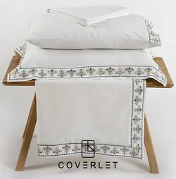 روتختی کرم ساده گلدوزی‌دار دونفره کاوری مدل Mira - کاورلت