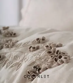 روتختی بژ گل برجسته دونفره کاوری مدل Masal - کاورلت