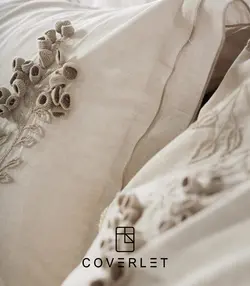 روتختی بژ گل برجسته دونفره کاوری مدل Masal - کاورلت