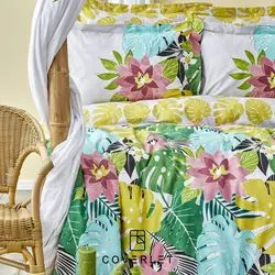 روتختی سبز طرح‌‌دار کاوری دونفره مدل Tropic - کاورلت