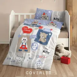 روتختی نوزادی آبی و طوسی طرح kitty - کاورلت