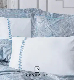 روتختی آبی طوسی دونفره طرح‌دار کاوری مدل Stilla - کاورلت