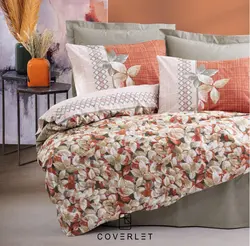 روتختی نارنجی طوسی طرح برگ کاوری مدل Simone - کاورلت