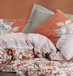 روتختی نارنجی طوسی طرح برگ کاوری مدل Simone - کاورلت