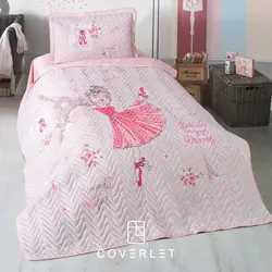 روتختی پنبه دوزی دخترانه طرح‌دار مدل Romantic Girl - کاورلت