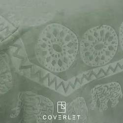 پتو سبز طرح فیل برجسته دونفره مدل Elephant - کاورلت