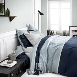 روتختی ساده سرمه‌ای و طوسی نوار‌دار کاوری مدل Parure - کاورلت