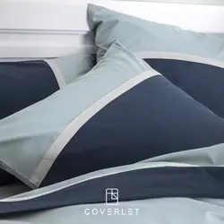 روتختی ساده سرمه‌ای و طوسی نوار‌دار کاوری مدل Parure - کاورلت