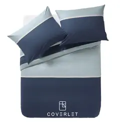 روتختی ساده سرمه‌ای و طوسی نوار‌دار کاوری مدل Parure - کاورلت