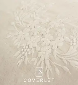 روتختی لینن بژ طرح گلدوزی دونفره Forbes - کاورلت