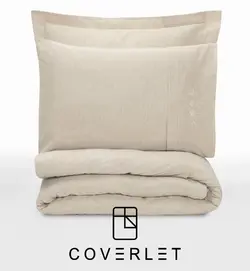 روتختی لینن بژ طرح گلدوزی دونفره Forbes - کاورلت