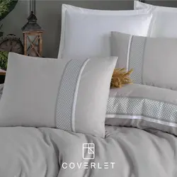 روتختی طوسی سفید نوار‌دار کاوری دونفره مدل Tulkas - کاورلت