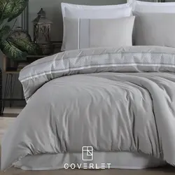 روتختی طوسی سفید نوار‌دار کاوری دونفره مدل Tulkas - کاورلت